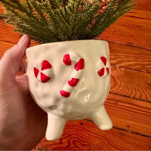 Faux Plant in a Holiday Themed Candy Cane Pot - Picture 6 of 6